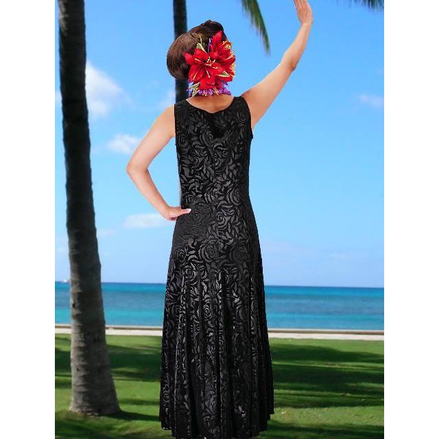 フラダンス ロケラニベルベット ワンピースドレス ブラック 2309bfa