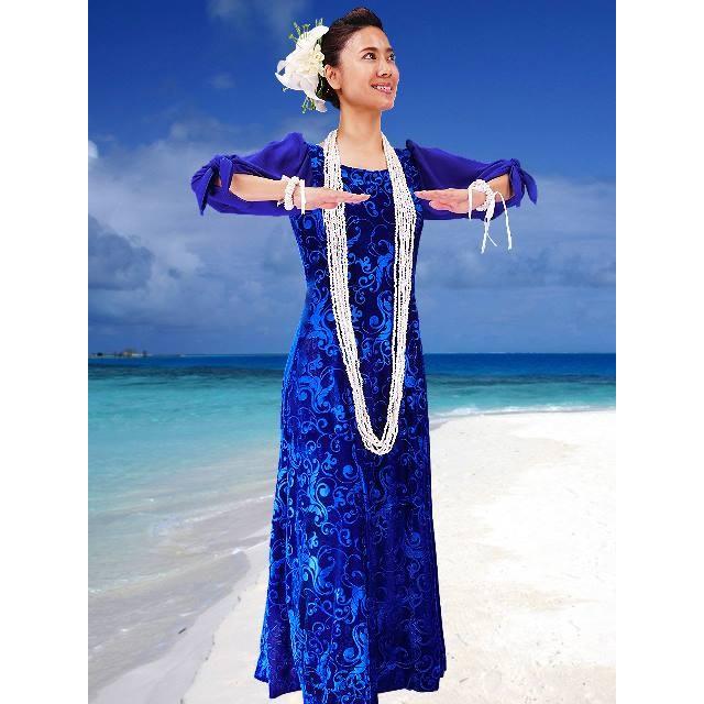 フラダンス シフォンスリーブ ロングドレス ブルー LLサイズ 2337blLL |  | 01