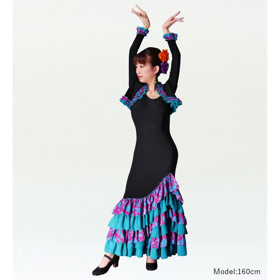 フラメンコ ローズ&水玉 フリル セットアップ ブラック×パープル