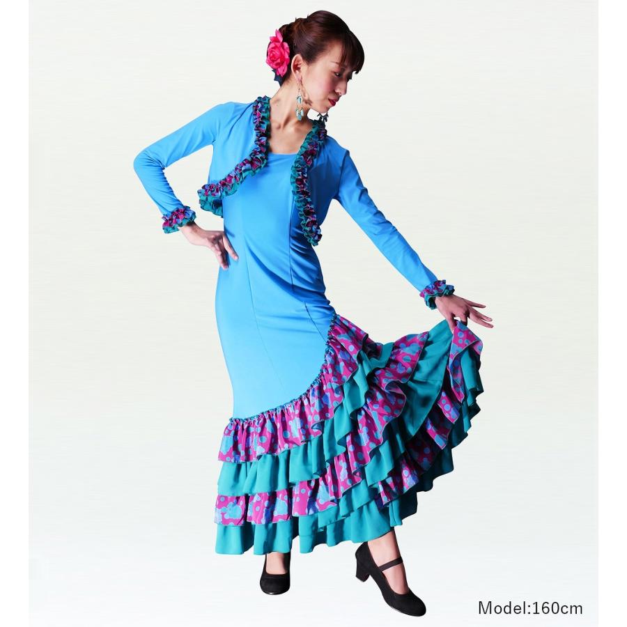 フラメンコ ローズ&水玉 フリル セットアップ ライトブルー×パープル フリーサイズ 2340lbpf |  | 01