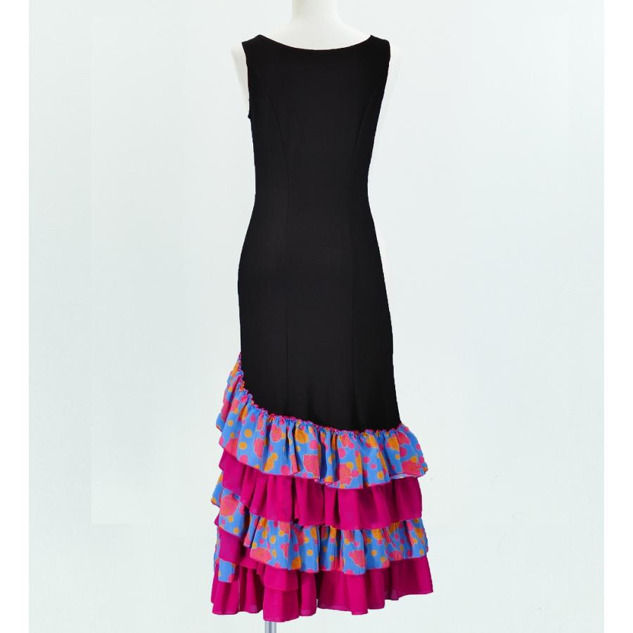 フラメンコ ローズ&水玉 フリル ワンピース ブラック×ブルー フリーサイズ 2341bblf |  | 02