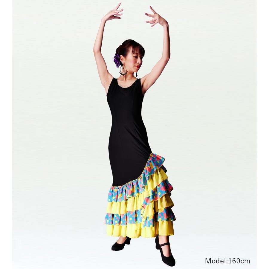 フラメンコ ローズ&水玉 フリル ワンピース ブラック×グリーン フリーサイズ 2341bgf |  | 01