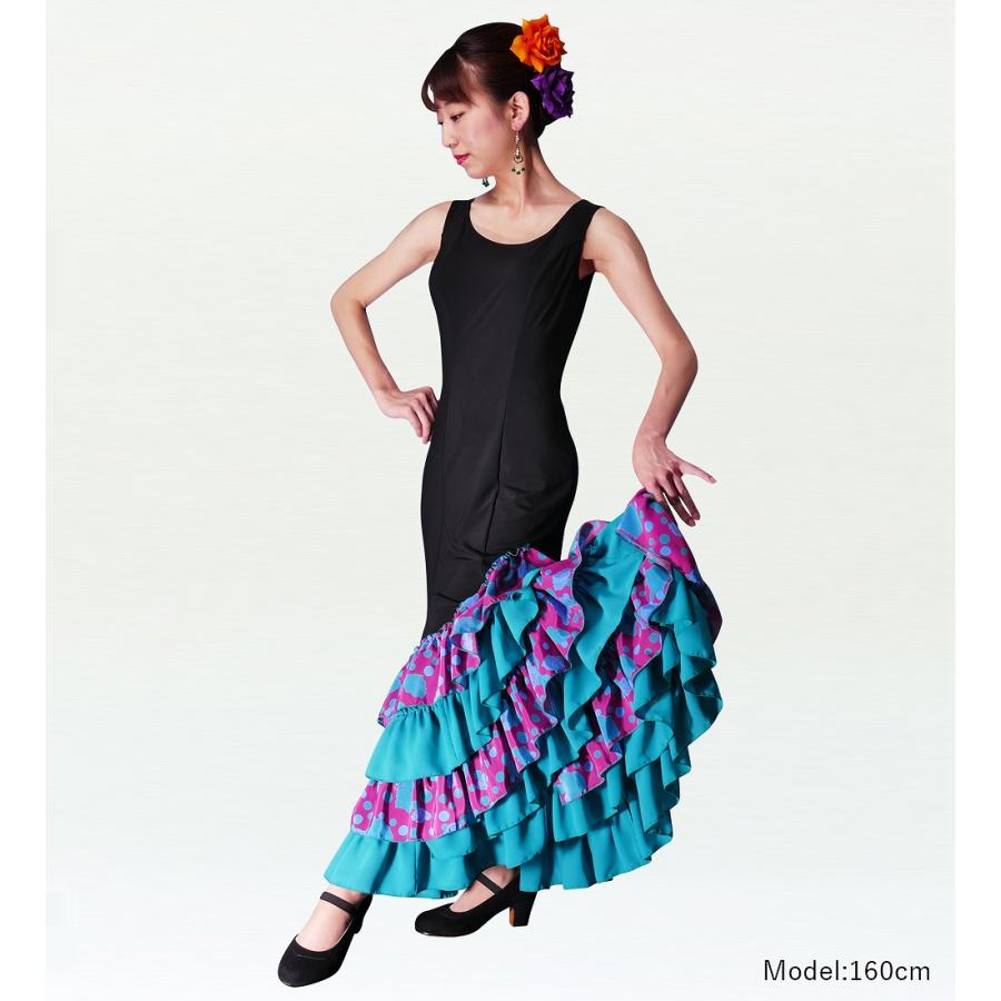 フラメンコ ローズ&水玉 フリル ワンピース ブラック×パープル フリーサイズ 2341bpf |  | 01