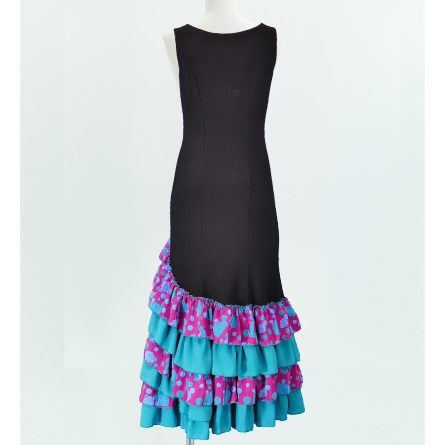 フラメンコ ローズ&水玉 フリル ワンピース ブラック×パープル フリーサイズ 2341bpf |  | 02