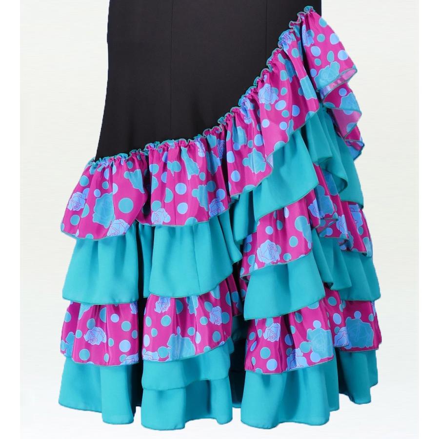 フラメンコ ローズ&水玉 フリル ワンピース ブラック×パープル フリーサイズ 2341bpf |  | 03