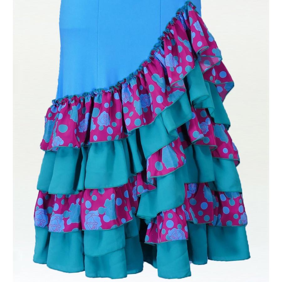 フラメンコ ローズ&水玉 フリル ワンピース ライトブルー×パープル フリーサイズ 2341lbpf |  | 03