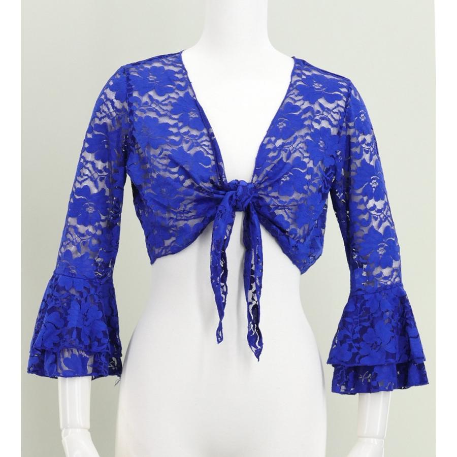 フラダンス 花柄レース ボレロ ダークブルー 2343dba : emika - 通販