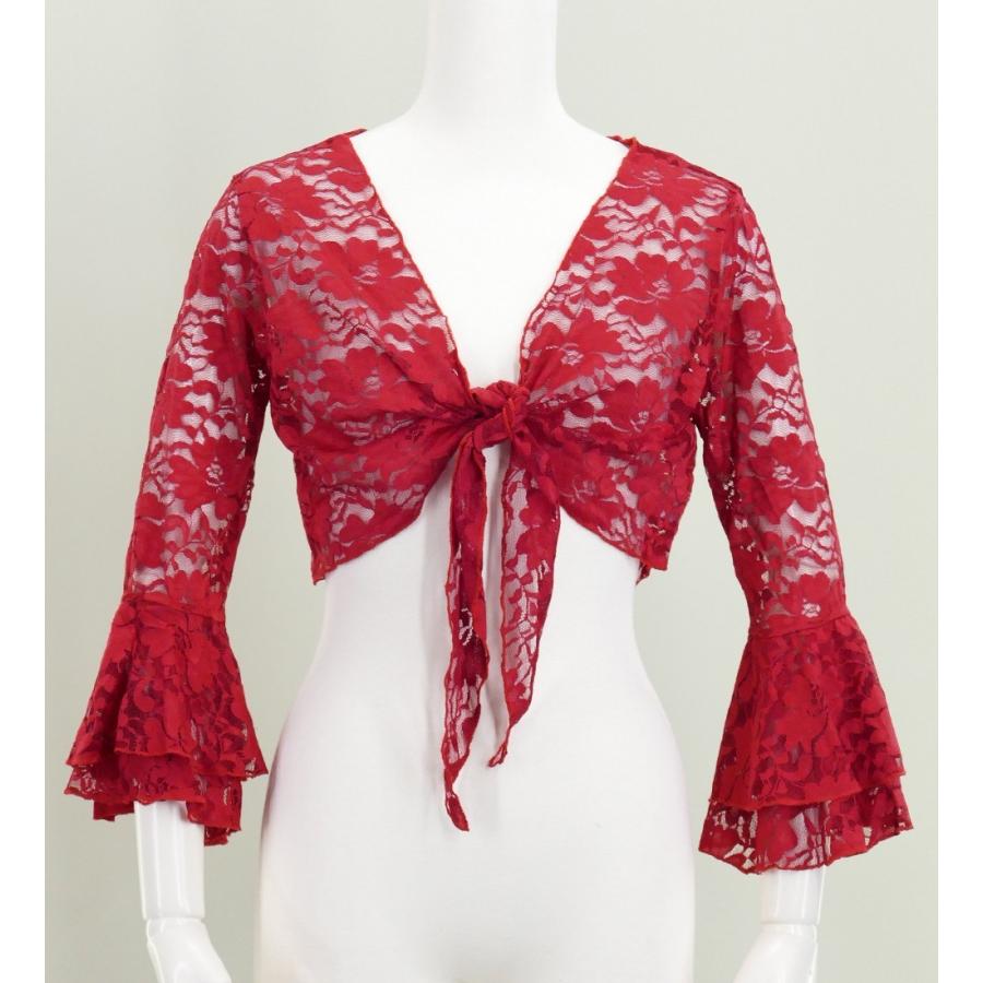 フラダンス 花柄レース ボレロ レッド 2343ra | 