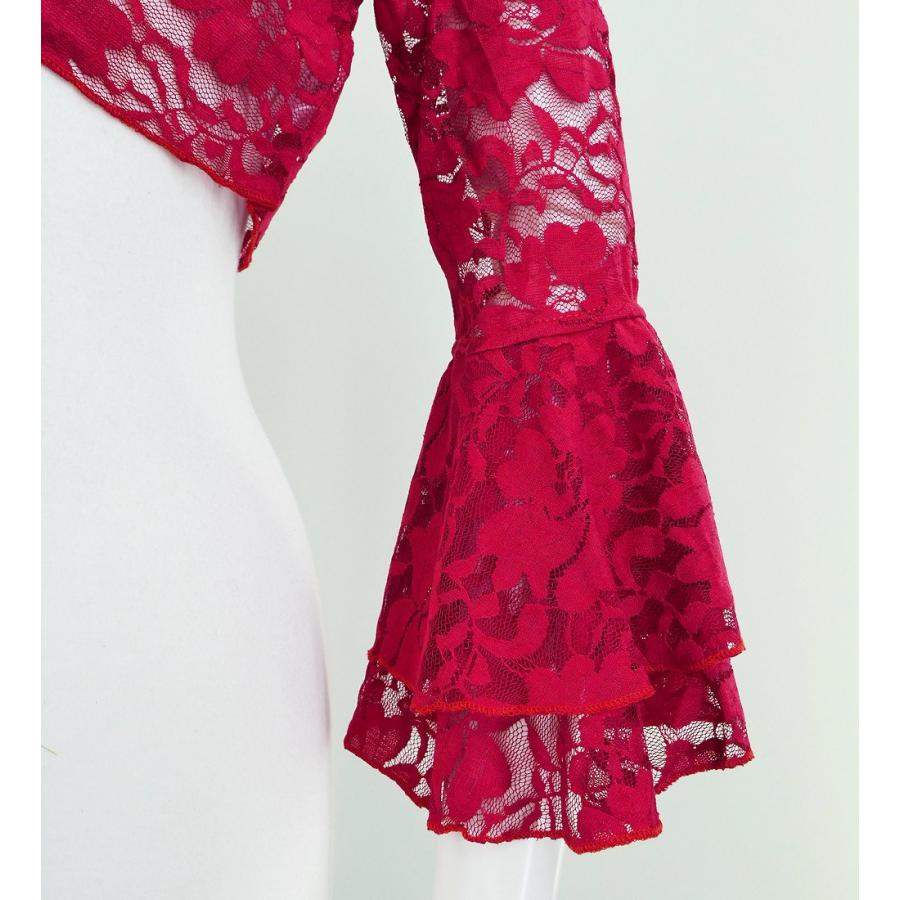 フラメンコ 花柄レース ボレロ レッド フリーサイズ 2343rb : emika