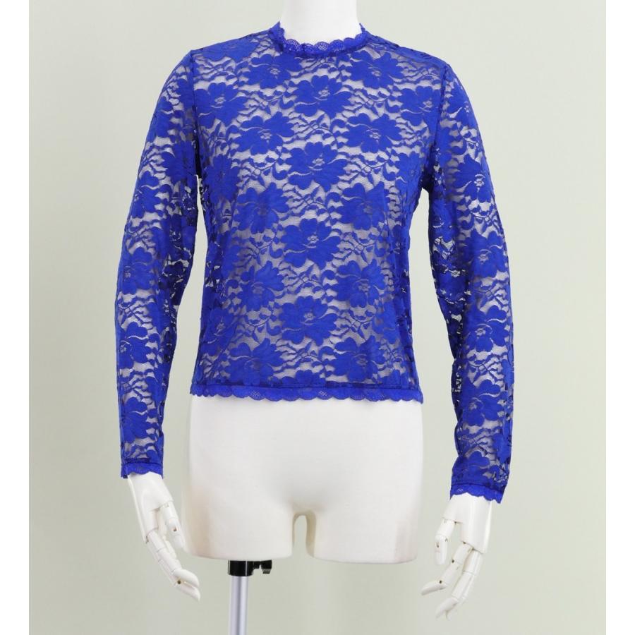 フラダンス フリル総レース ブラウス ダークブルー L 2344dbL | 