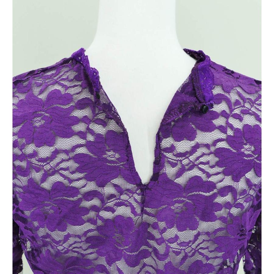 フラダンス フリル総レース ブラウス パープル M 2344pM |  | 04