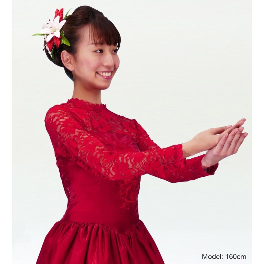 フラダンス フリル総レース ブラウス レッド L 2344rL |  | 01