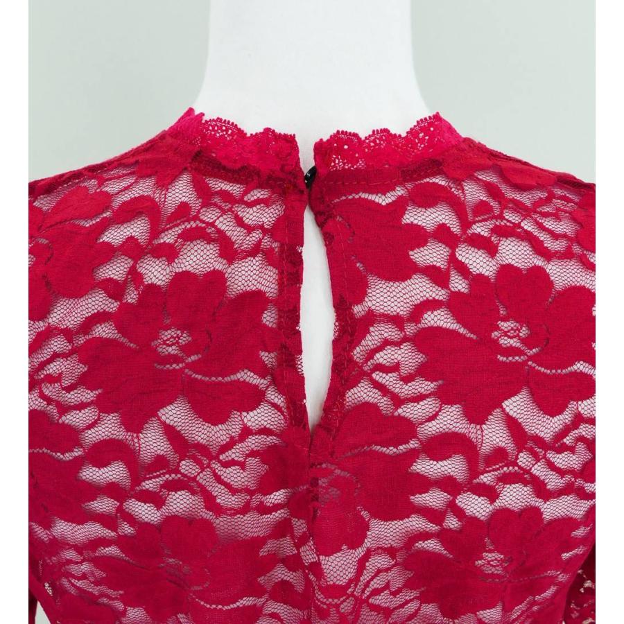 フラダンス フリル総レース ブラウス レッド L 2344rL |  | 03