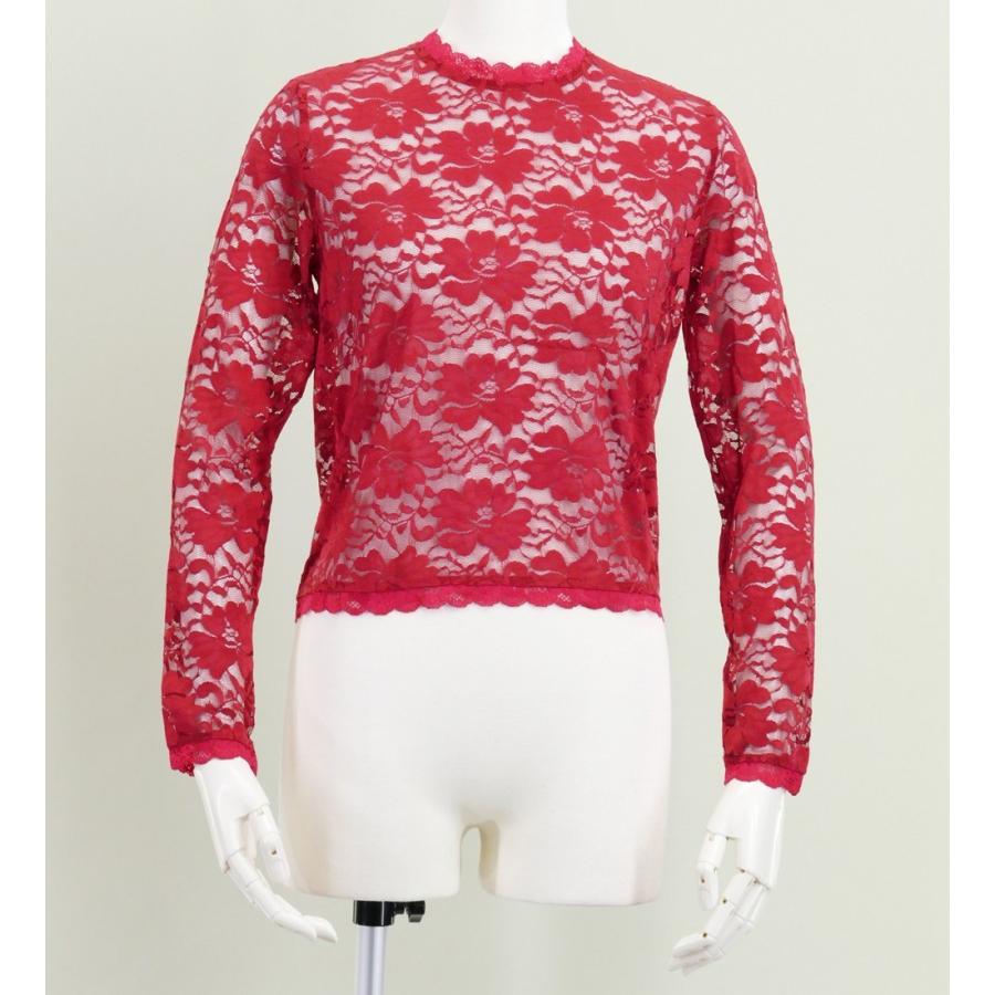 フラダンス フリル総レース ブラウス レッド M 2344rM | 