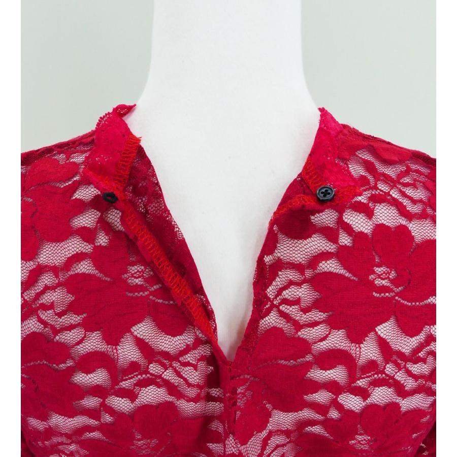 フラダンス フリル総レース ブラウス レッド M 2344rM |  | 04