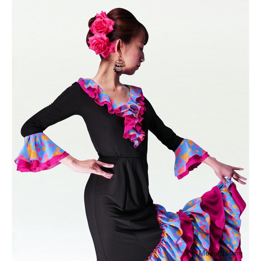 フラメンコ ローズ&水玉 フリル ブラウス ブラック×ブルー フリーサイズ 2349bblf |  | 01