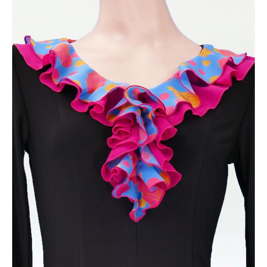 フラメンコ ローズ&水玉 フリル ブラウス ブラック×ブルー フリーサイズ 2349bblf |  | 03