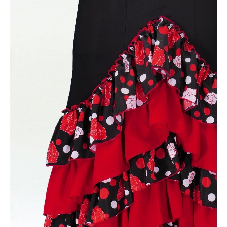 フラメンコ ローズ&水玉 フリル マーメイド ファルダ スカート