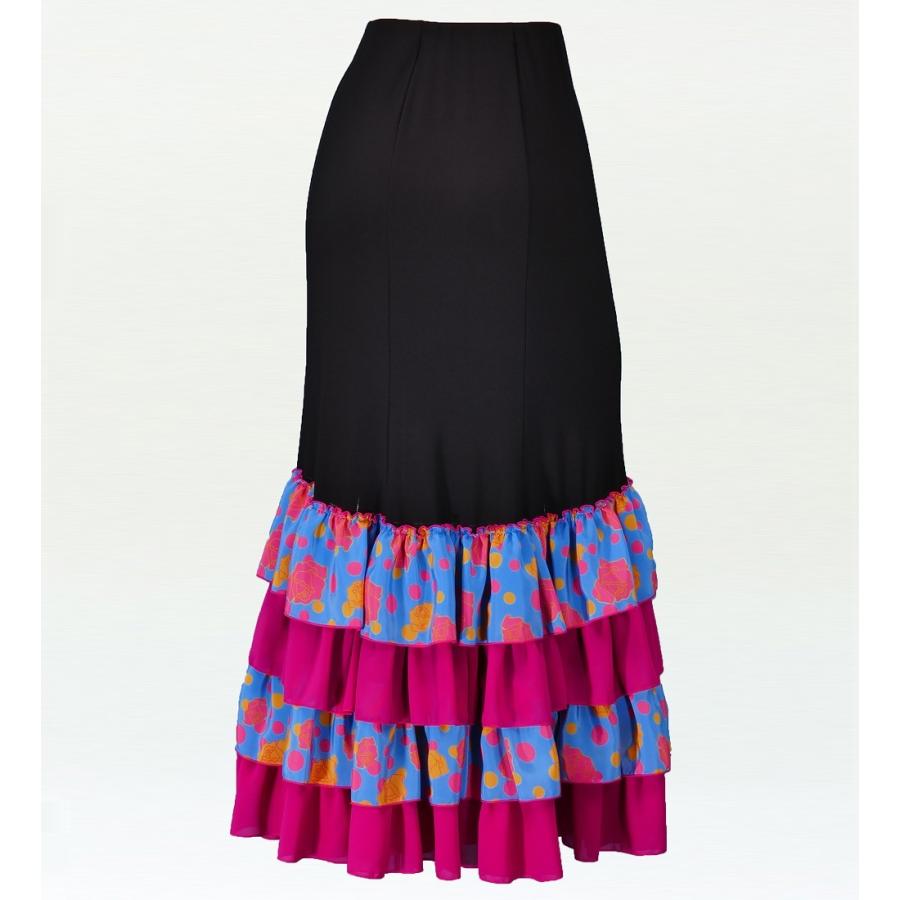フラメンコ ローズ&水玉 フリル マーメイド ファルダ スカート ブラック×ブルー フリーサイズ 2350bblf |  | 02
