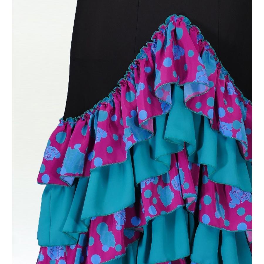 フラメンコ ローズ&水玉 フリル マーメイド ファルダ スカート