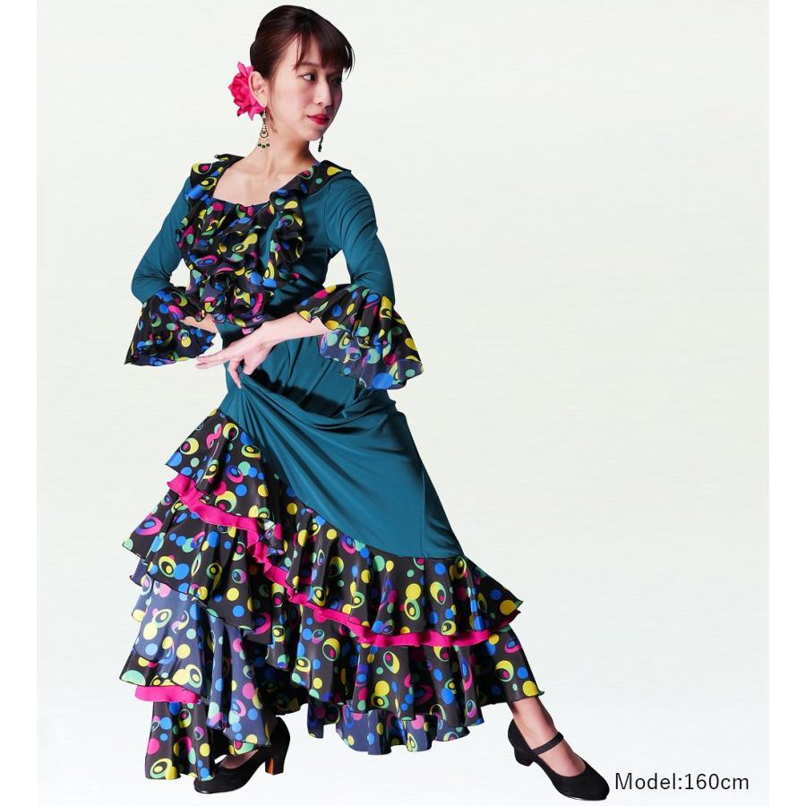 フラメンコ 水玉 フリル セットアップ ブルー×ブラック M（F）サイズ 2351blbf |  | 01