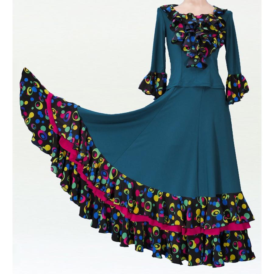 フラメンコ 水玉 フリル セットアップ ブルー×ブラック M（F）サイズ 2351blbf |  | 02