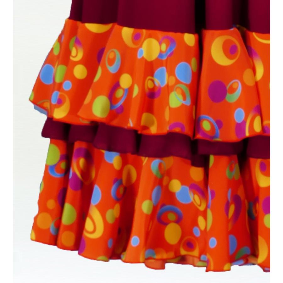 フラメンコ 水玉 フリル ファルダ スカート ワイン×オレンジ フリーサイズ 2353wiof |  | 04