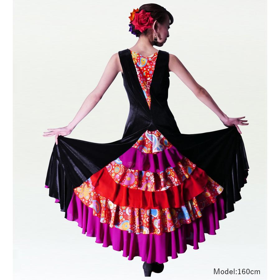 フラメンコ ベルベット バックフリル ワンピース ブラック フリーサイズ　2384bkf |  | 02