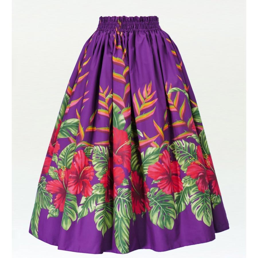 フラダンス ロング パウスカート シングル94cm丈 パープル　2405 | 