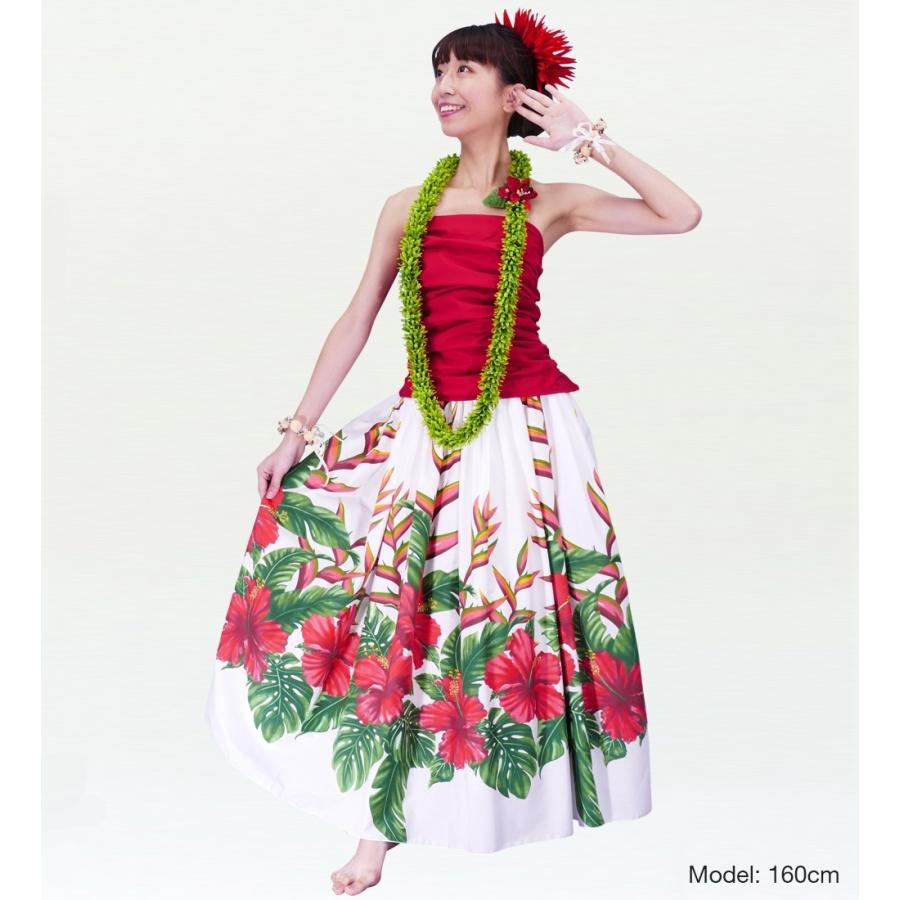 フラダンス ロング パウスカート シングル94cm丈 ホワイト　2406 |  | 01