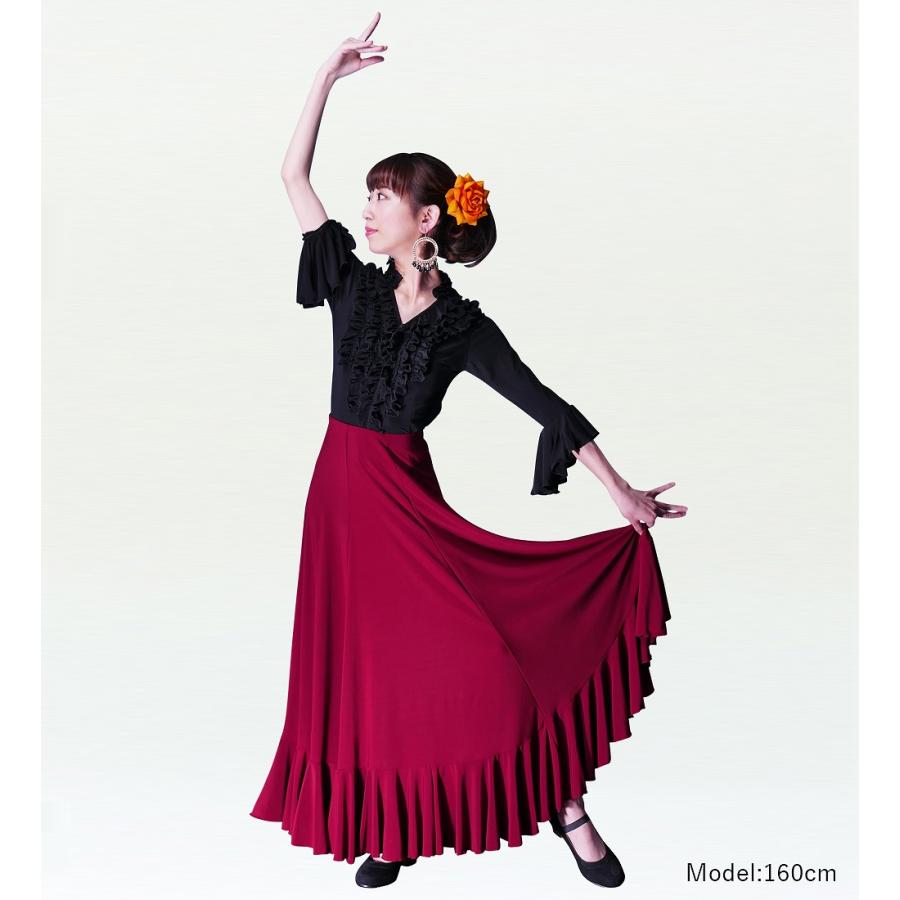 フラメンコ 無地 裾フリル ファルダ スカート ワイン Mサイズ 2409wi |  | 01