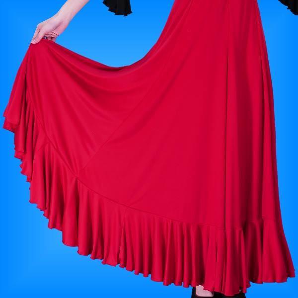 フラメンコ 人気のファッションブランド 無地 裾フリル 海外輸入 ファルダ レッド スカート 2410rd フリーサイズ