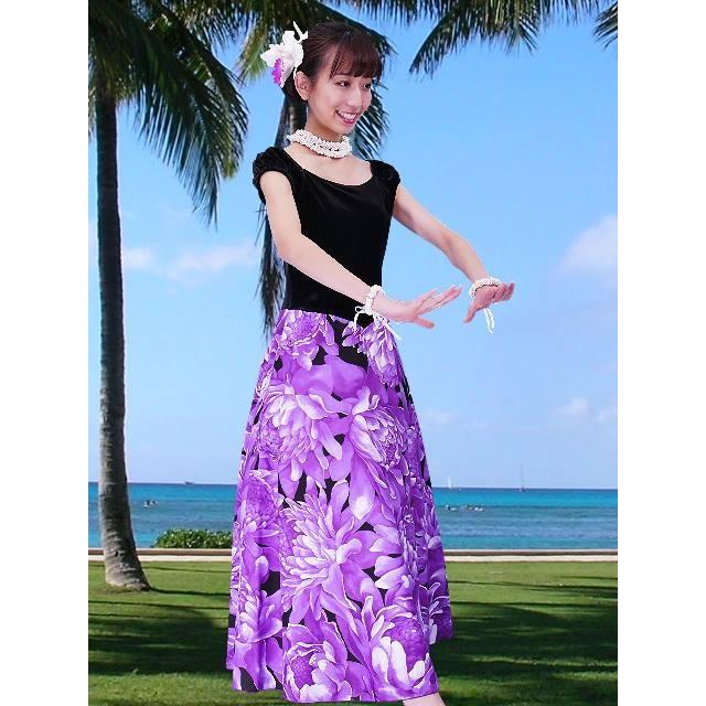 フラダンス ベロア×ハワイアンファブリックドレス  パープル LLサイズ 2432puLL |  | 01