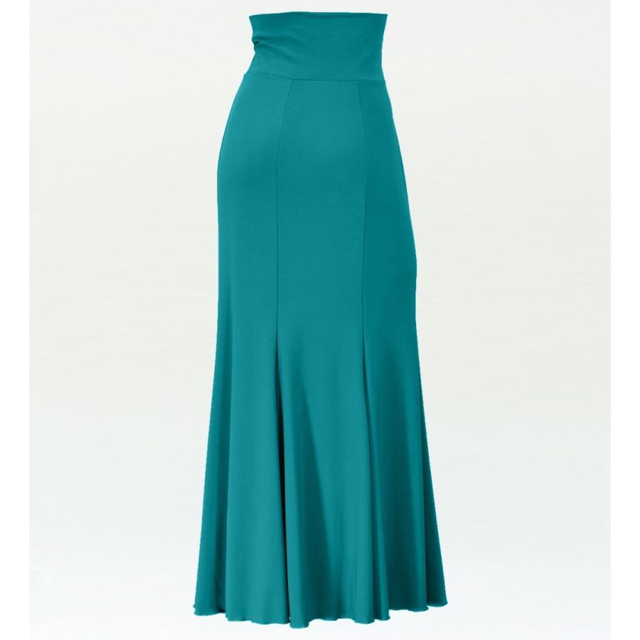 フラメンコ 無地 ハイウエスト ファルダ スカート ブルーグリーン  M（F）サイズ　2442bgrf |  | 03