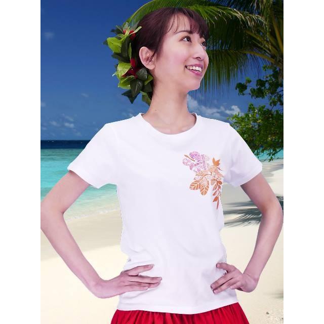 フラダンス Tシャツ 3L ハイビスカス　カヒコ ホワイト 2445-3lw｜emika｜03