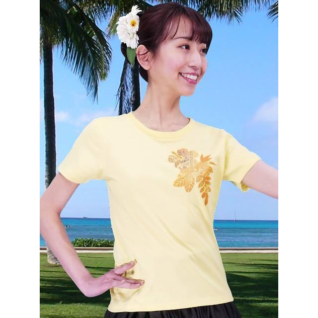 フラダンス Tシャツ [XL] ハイビスカス　カヒコ イエロー 2445xly｜emika｜03