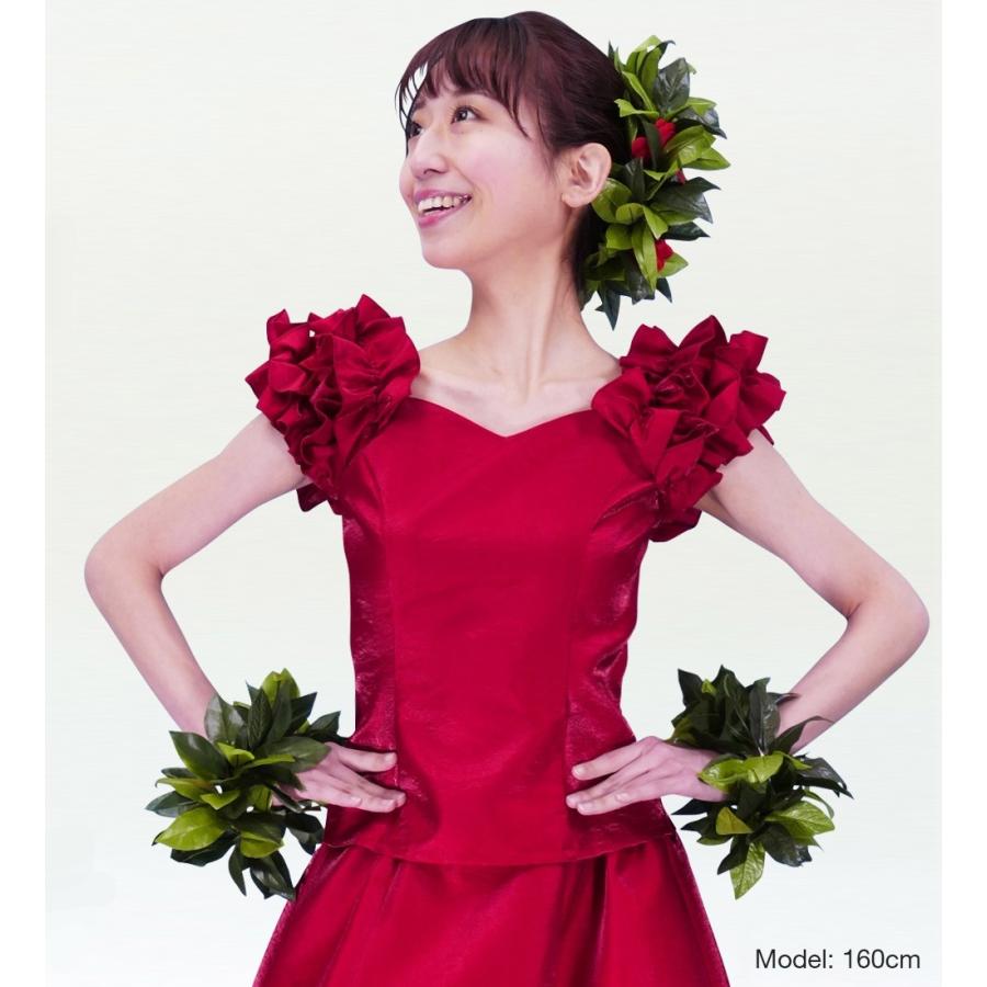 フラダンスドレス 赤 フリル付き(セパレート)