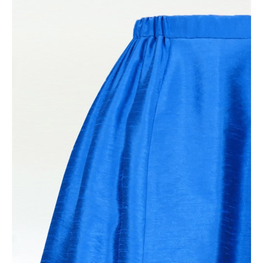 フラダンス ロングフレアスカート [L] シャンタン ブルー