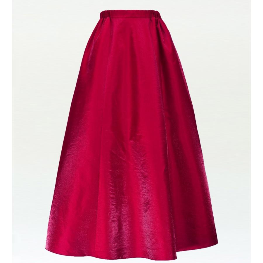 フラダンス  ロングフレアスカート [L] シャンタン レッド 2447rdL | 