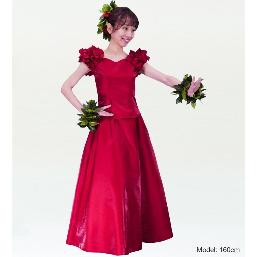 フラダンス  ロングフレアスカート [L] シャンタン レッド 2447rdL |  | 01