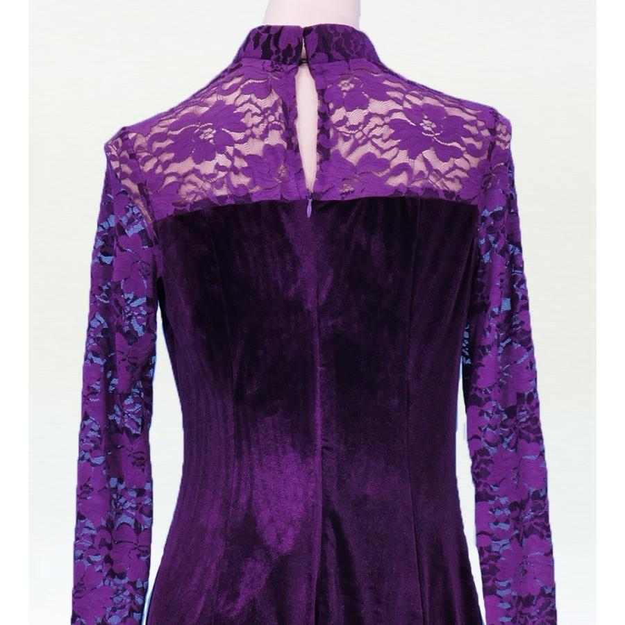 フラダンス レースベルベットロング丈 ドレス パープルLLLサイズ 2448puLLL |  | 04