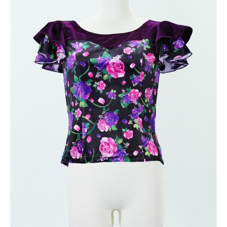 フラメンコ ローズ フリル セットアップ パープル×ブラック フリーサイズ 2449pubkf |  | 03