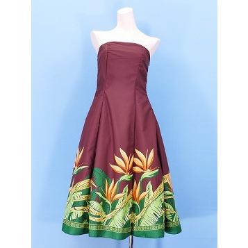 フラダンスムームー ストラップレス　ミディ丈ドレス ブラウン Fサイズ 2474brF |  | 03