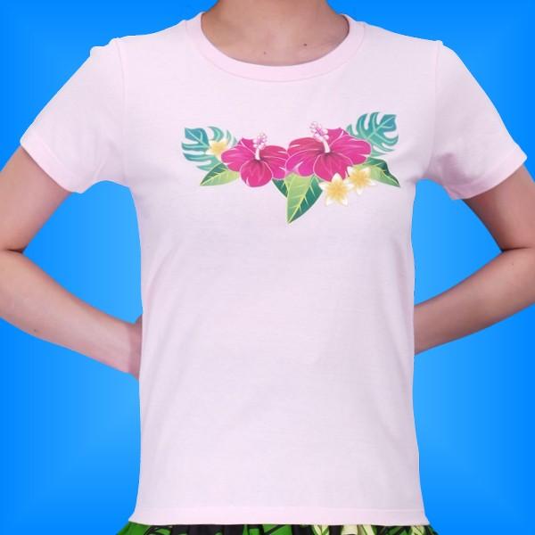 フラダンス Tシャツ [XL]  ハイビスカス ピンク 2479xlp｜emika