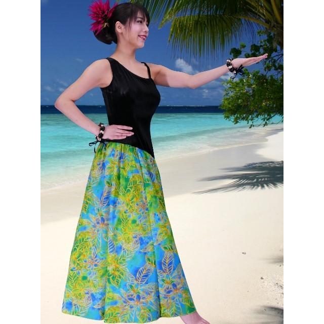 フラダンス ベロア×ハワイアンファブリックドレス [LL] グリーン 2483grLL |  | 01