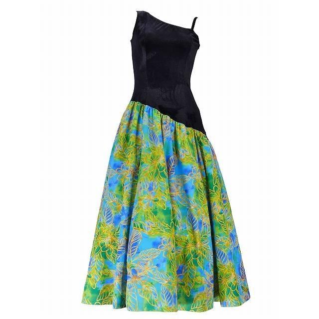 フラダンス ベロア×ハワイアンファブリックドレス [LL] グリーン 2483grLL |  | 03