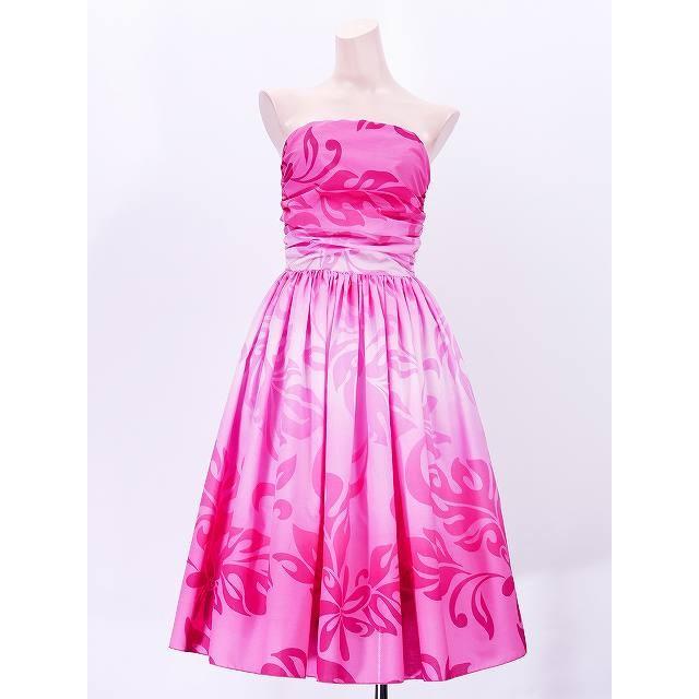 フラダンス ムームー フロントドレープミディ丈ドレス [F] ピンク  2484piF |  | 03