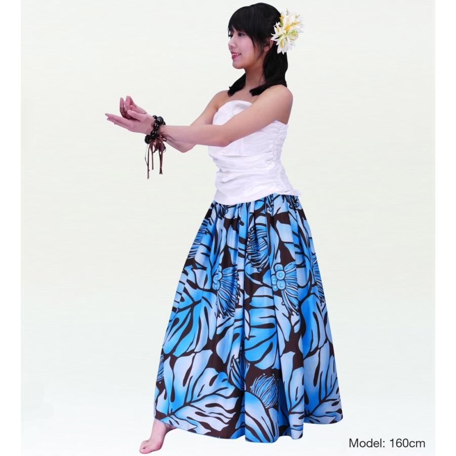 フラダンス ロング パウスカート シングル94cm丈 ブルー 2511 |  | 01