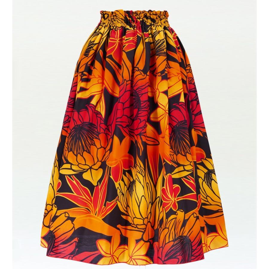 フラダンス ロング パウスカート シングル94cm丈 オレンジ 2514 | 