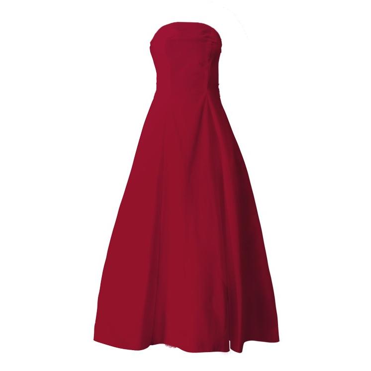 フラダンス ムームー ストラップレス ロング丈ドレス レッド F